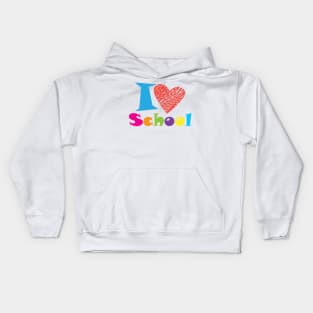 I love My School. Slogan. Back to school. Hello School. Happy Teacher Day. Autumn. Learning Children. Cartoon Graphic design Kids Hoodie